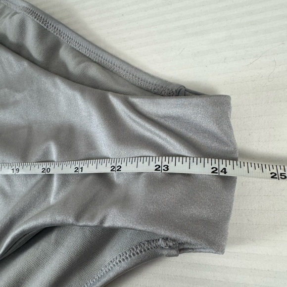 NWT Square Neck High Leg Cheeky Sleek Silver One Piece Swimsuit XL 16 Minimalist - Picture 11 of 13